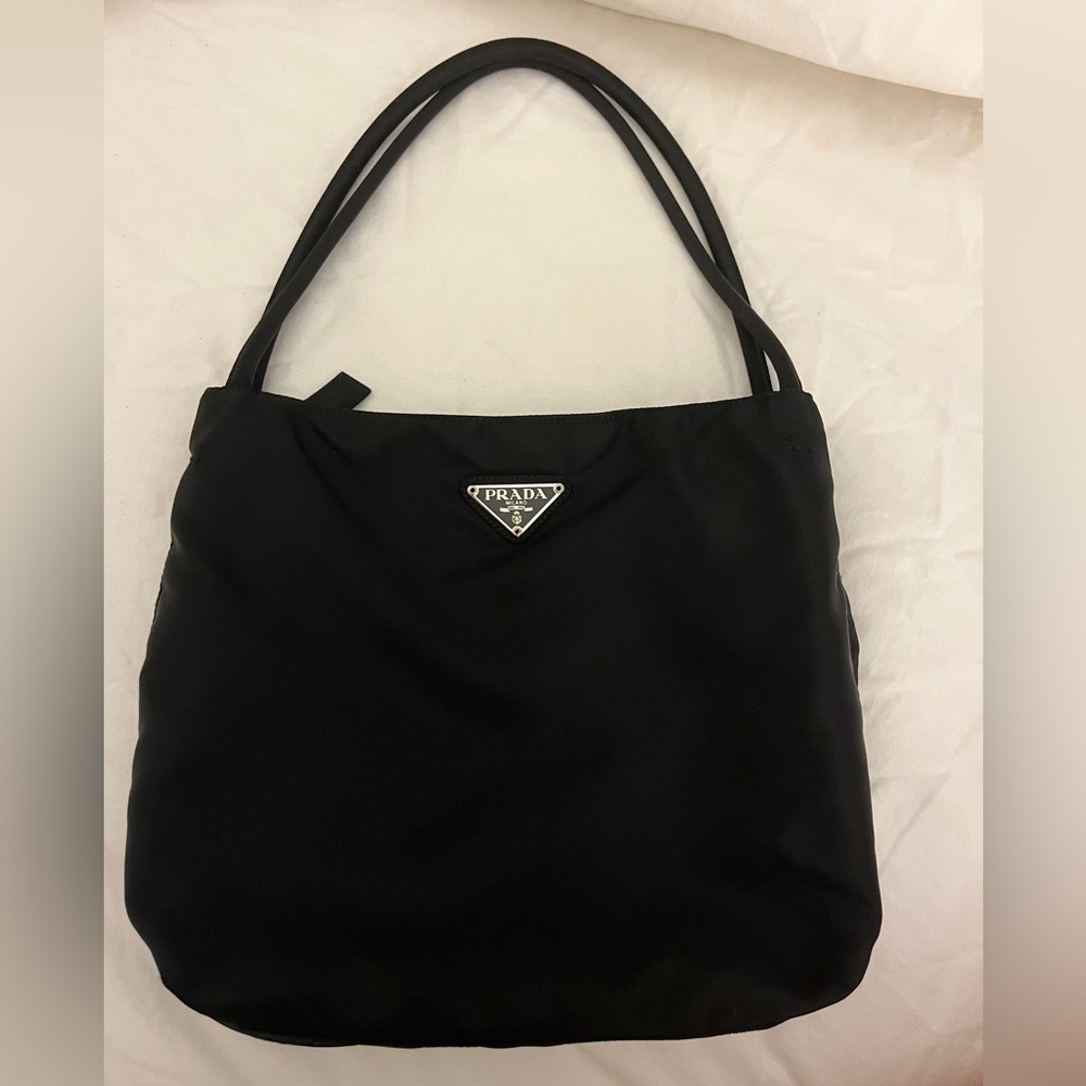 PRADA AUTHENTIC VINTAGE BLACK NYLON TESSUTO CITY BAG SMALL SHOULDER TOTE PURSE